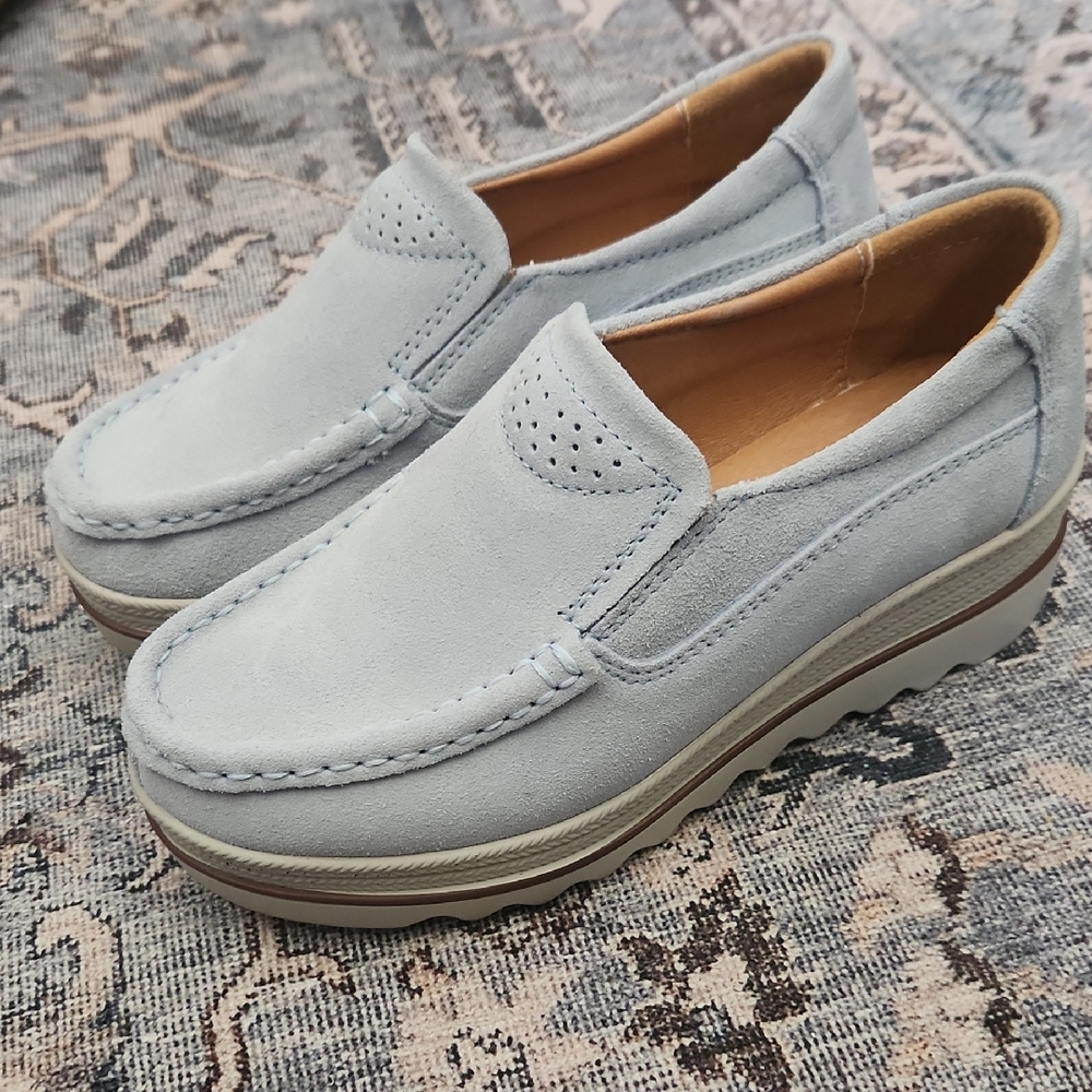 Women's Light Blue Platform Loafers Size 7